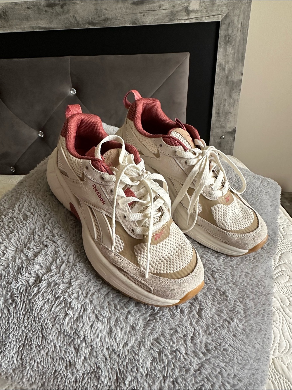 Reebok Women's Cream & Dusty Rose Athletic Sneakers